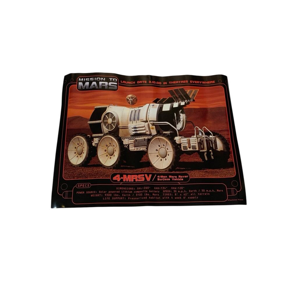 Mission To Mars 2000 Movie Sales Promotion Sheet Card Poster Rover 10.5” X 8.5”
